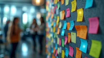 Creative Brainstorming Session with Sticky Notes