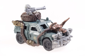 Old armored personnel carrier on a isolated on a white background.