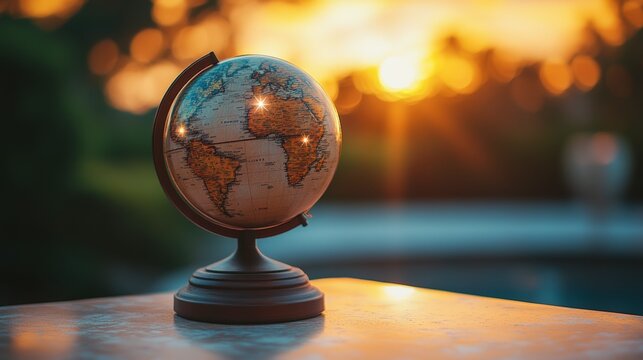 Close-Up of Modern Globe Against Sunset Background