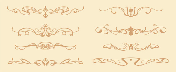 Hand drawn art nouveau borders ornament collection