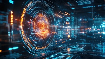 High-Tech Digital Interface with Dynamic Elements