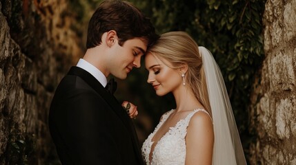 Elegant Outdoor Wedding Ceremony with Bride and Groom