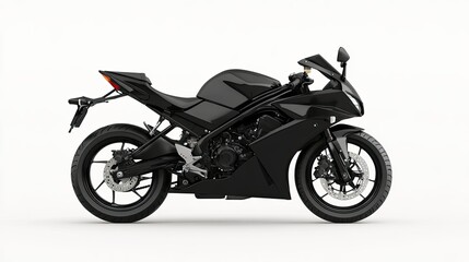 Obraz premium Sleek Black Motorcycle on White Background
