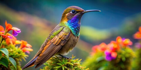 Brown Violetear Hummingbird in Display - Aerial Photography of Colombia's Vibrant Wildlife