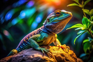 Fototapeta premium Candid Lizard in Its Natural Habitat: A Close-Up Encounter with Nature's Reptile Wonder