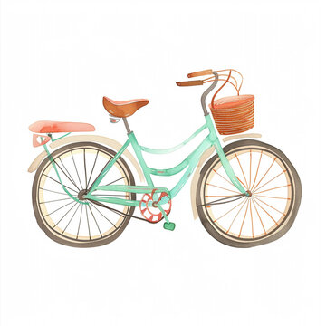 Cute Simple Watercolor Cartoon of Y15 Riding a Bicycle