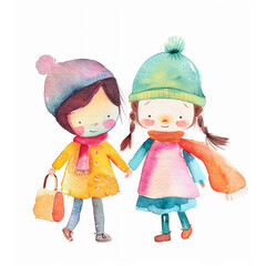 Cute Simple Watercolor I Take A Walk With My Dog - Adorable Pet Illustration for Animal Lovers