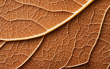 Obraz premium Close-up of intricate details of dry brown leaves with textured patterns.