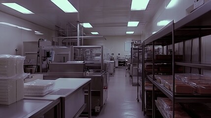 Modern Clean Commercial Food Processing Kitchen