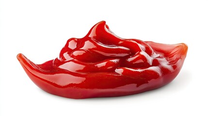 Vibrant Red Ketchup Blob on White Background
