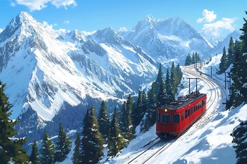 Fototapeta premium Swiss Alps train