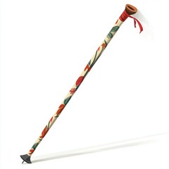 Whimsical Illustrated Ski Pole Design with Smooth Edges