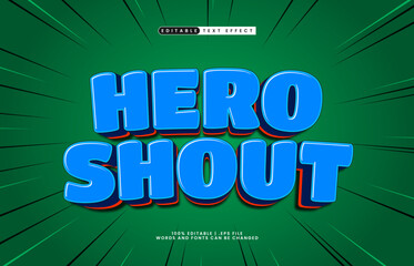 hero shout editable text effect with a hero and game text style