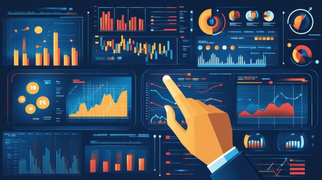Image of a hand holding a tablet, mobile phone with graphics about a graph that represents business, finance, the increase or decrease of goods or services.