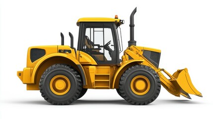 Detailed Yellow Backhoe Loader in Clean Design