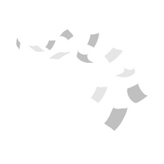 White curled paper sheet flying with wind blow 