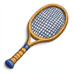Delightful Illustrated Squash Racket with Smooth Edges