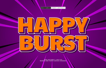 happy burst editable text effect with a kids and happy text style