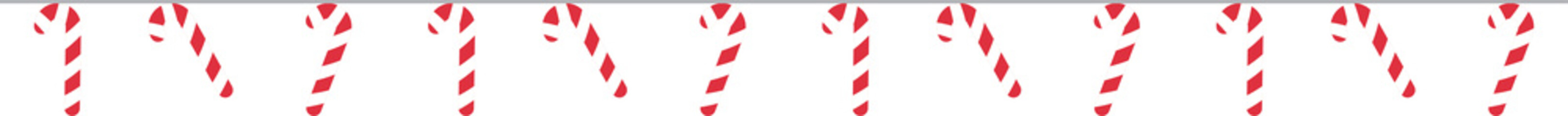 Christmas candy cane party bunting seamless border. Flat design illustration.