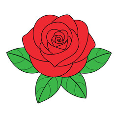 Stylized Red Rose vector style illustration