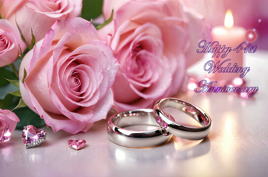 Happy 41st wedding anniversary. 41 years anniversary celebration.
