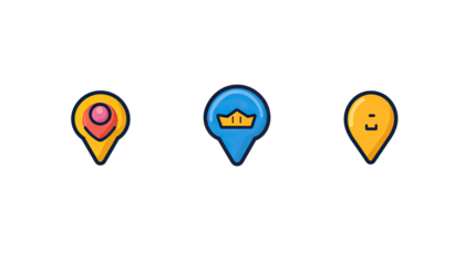 Vibrant Icons for Navigation Map Markers Generative AI