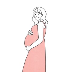 笑顔な妊婦さんのイラスト