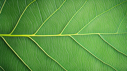 Obraz premium Detailed close-up of a green leaf texture with visible veins on a white isolate background.