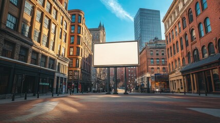 Obraz premium Empty Billboard in Urban Setting with Clear Sky