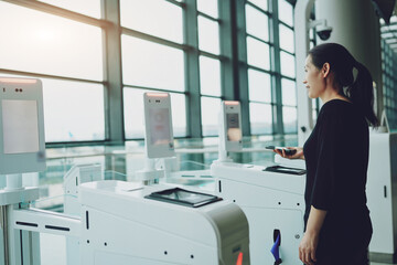 Modern Airport Check-in Experience with Automated Kiosks