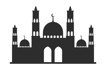Islamic mosque silhouette. Vector illustration. Isolated on a white background.