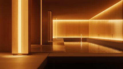 Obraz premium Serene Spa-Like Bathroom with Warm Minimalistic Design and Wooden Accents