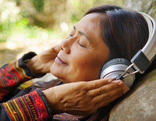 person lounging with headphones