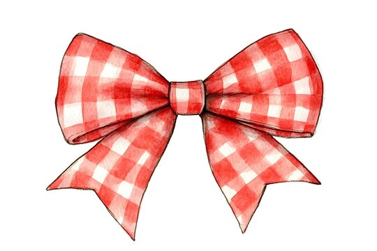 A Beautiful Red Bow, Ribbonbow, Trendy and Modern Pattern, Checked Bow.