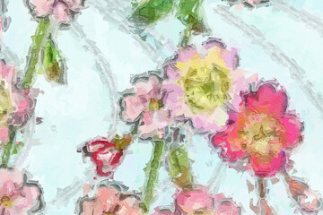 Oil paintings and various flowers, such as cats, dogs, chrysanthemums, roses, peonies, are beautiful