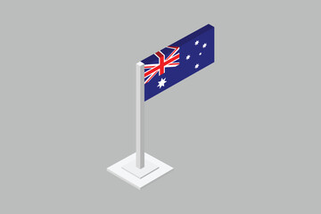 Australia flag 3d style, Flag of Australia national country symbol illustration Vector, Rectangle Australia flag illustration, Flat vector illustration
