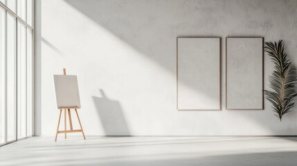 Serene Minimalist Art Studio with Warm Aesthetic and Natural Light