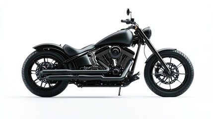 Obraz premium Sleek Black Motorcycle on White Background