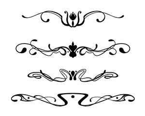 Hand drawn art nouveau borders ornament collection