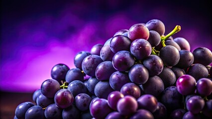 Fototapeta premium Dunkle Weintrauben auf lila Hintergrund - Fokus auf Details mit Tilt-Shift-Technik