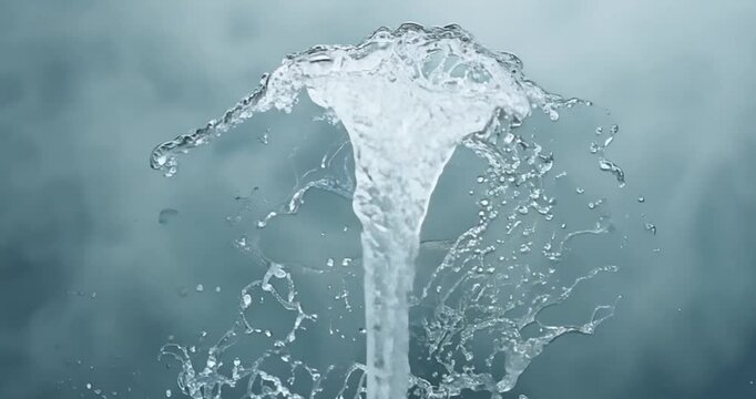 A smoke-like splash of water, simple and minimalist in style, vector art with a white background and no shadows on the design. The lines are clear, the color is grey with subtle gradients