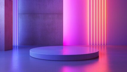 3d luminous podium with neon line for product display