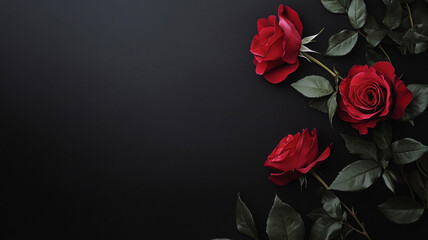 Beautiful red rose bouquet, isolated on black background