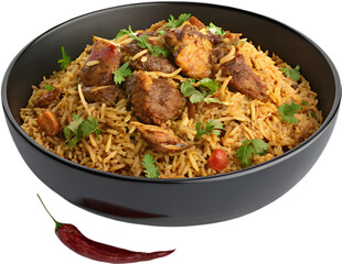 Fototapeta premium Savor the mouthwatering layers of Biryani with aromatic spices and tender, juicy meat. 