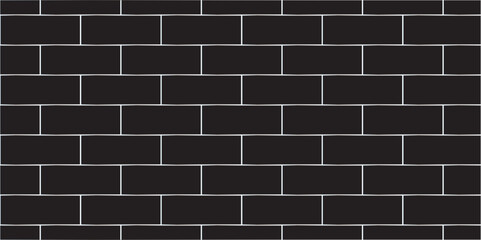 Abstract bathroom wall and floor brick wall texture background. black brick vector illustration texture of the wall with masonry Bricks laid in rows background.