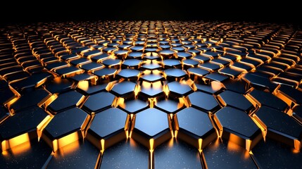 Obraz premium Abstract Hexagon Pattern Black and Gold Geometric Background