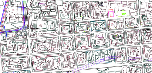 Vector sketch illustration of silhouette image of landscape design, site plan layout, metropolis city layout