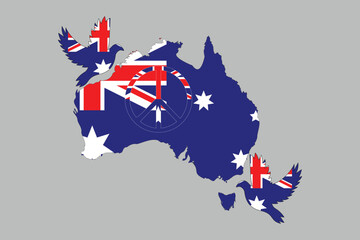 Map of Australia with the national flag of Australia, Australia flag vector graphic, Australia country flag is a symbol of freedom, National Australia flag, vector illustration
