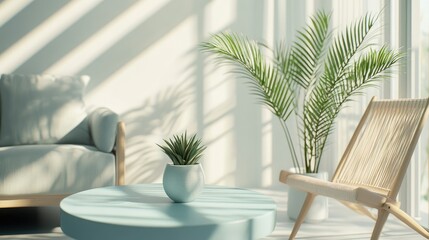 Obraz premium Modern Living Room with Plants and Natural Light