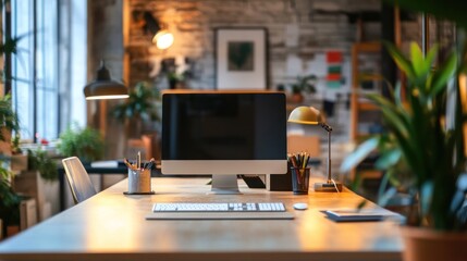 A modern workspace with innovative lighting and decor 